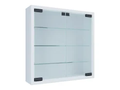 Vitrina*VCM Vitrine de parede branca Mandosa S 40x40x10 cm, 2 portas em vidro de segurança ESG, estrutura em madeira, montagem segura na parede Multicor
