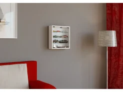 Vitrina*VCM Vitrine de parede branca Mandosa S 40x40x10 cm, 2 portas em vidro de segurança ESG, estrutura em madeira, montagem segura na parede Multicor