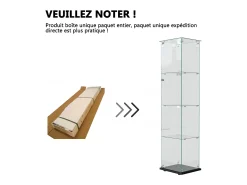 Vitrine de vidro – 5 prateleiras, portas duplas, vitrine para sala de estar^ Vitrina