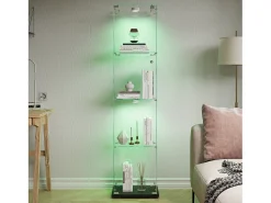 Vitrine de vidro – 5 prateleiras, portas duplas, vitrine para sala de estar^ Vitrina