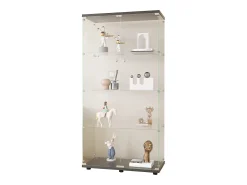 Vitrine de vidro – 4 prateleiras, 2 portas, vitrine independente, preta, 81x37x165 cm^ Vitrina