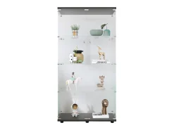 Vitrine de vidro – 4 prateleiras, 2 portas, vitrine independente, preta, 81x37x165 cm^ Vitrina