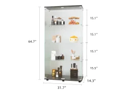 Vitrine de vidro – 4 prateleiras, 2 portas, vitrine independente, preta, 81x37x165 cm^ Vitrina