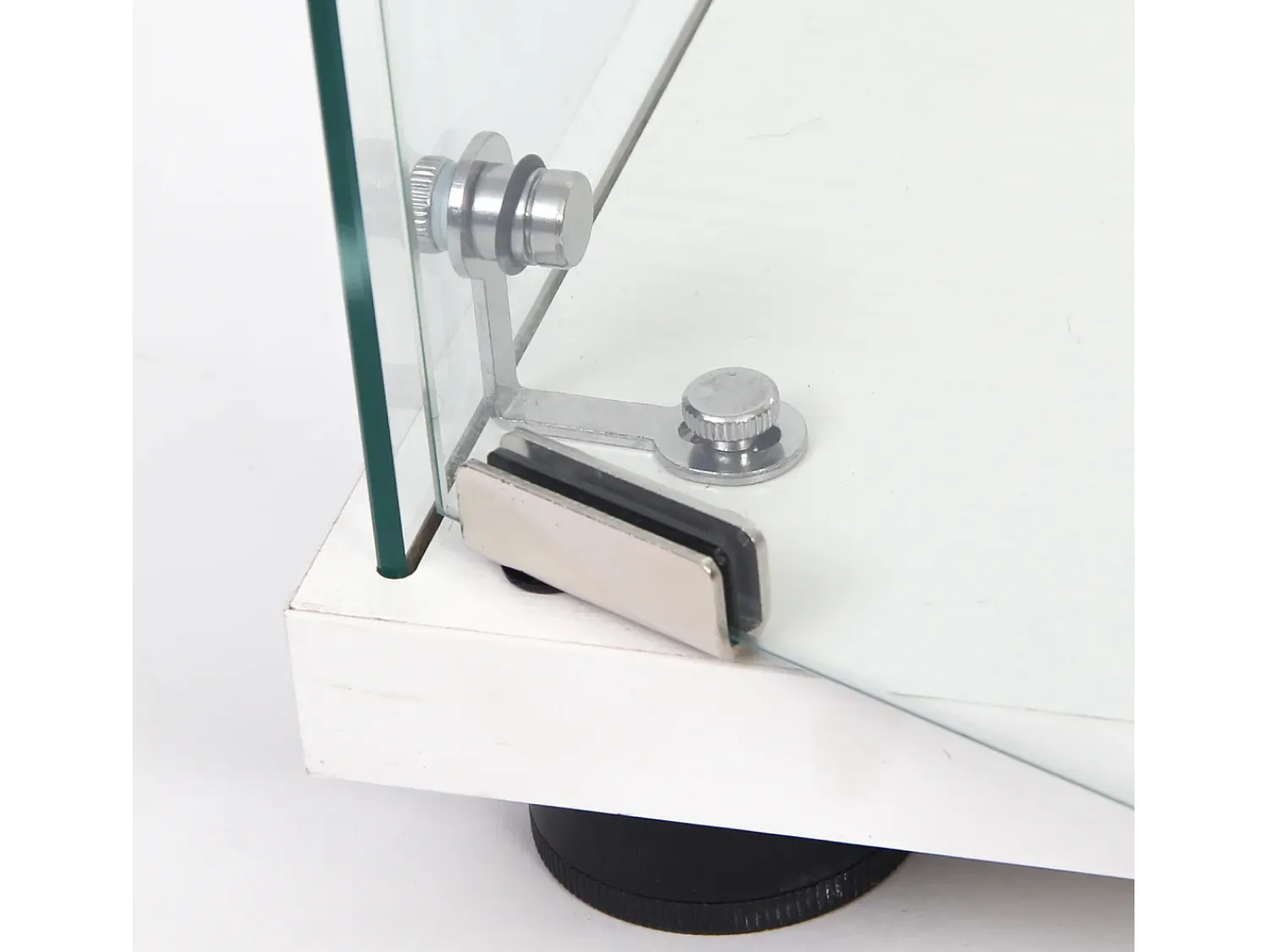 Vitrine de vidro - 3 prateleiras de vidro - com portas e fechadura - branca^ Vitrina