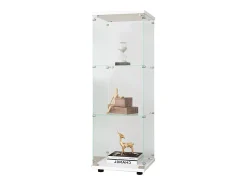 Vitrine de vidro - 3 prateleiras de vidro - com portas e fechadura - branca^ Vitrina