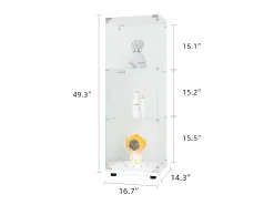 Vitrine de vidro - 3 prateleiras de vidro - com portas e fechadura - branca^ Vitrina