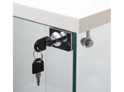 Vitrine de vidro - 3 prateleiras de vidro - com portas e fechadura - branca^ Vitrina