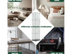 Vitrine de vidro – 5 prateleiras, portas duplas, vitrine para sala de estar^ Vitrina