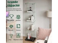 Vitrine de vidro – 5 prateleiras, portas duplas, vitrine para sala de estar^ Vitrina