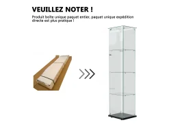 Vitrine de vidro – 5 prateleiras, portas duplas, vitrine para sala de estar^ Vitrina