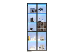 Vitrina|Merax Vitrine de vidro - 80 x 35 x 200 cm - com portas de vidro + LEDs - aglomerado - Branco