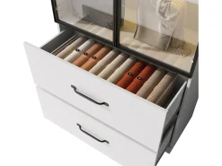 Vitrina|Merax Vitrine de vidro - 60 x 40 x 160 cm - com LEDs + 3 gavetas + portas de vidro temperado - aglomerado - branca Branco