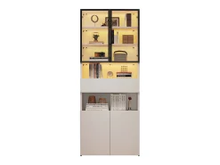Best Merax Vitrine de vidro - 70 x 30 x 200 cm - com 1 gaveta + 2 portas de vidro + LEDs - aglomerado - Branco