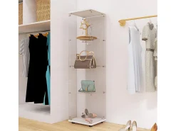 Vitrine de vidro 164 cm – 4 prateleiras, 1 porta com fechadura, Móvel de arrumação moderno,^ Vitrina
