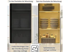 Clearance Merax Vitrine de vidro à prova de poeira - 140 x 40 x 160 cm - com compartimentos de vidro e abertos + LEDs - aglomerado - branca Branco