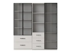 Clearance Merax Vitrine de vidro à prova de poeira - 140 x 40 x 160 cm - com compartimentos de vidro e abertos + LEDs - aglomerado - branca Branco