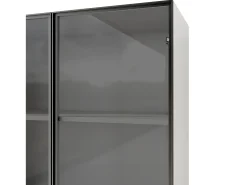 Clearance Merax Vitrine de vidro à prova de poeira - 140 x 40 x 160 cm - com compartimentos de vidro e abertos + LEDs - aglomerado - branca Branco