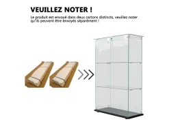 Online Vitrine de vidro com 4 prateleiras e portas duplas – Móveis elegantes para sala de estar Preto