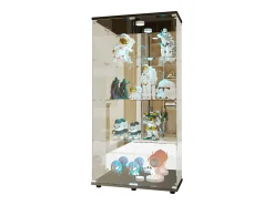 Vitrina| Vitrine de vidro com 4 prateleiras, vitrine de 2 portas com luz e fechadura, preta Preto