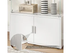 Vitrina| Vitrine de vidro com 3 prateleiras, armários e iluminação LED - Design moderno, Branco