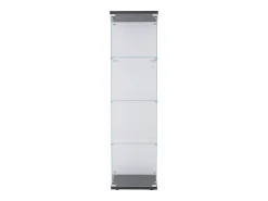 Vitrina* Vitrine de vidro com 4 prateleiras e 1 porta, 164x42x36 cm, armário de coleção, , transparente Preto