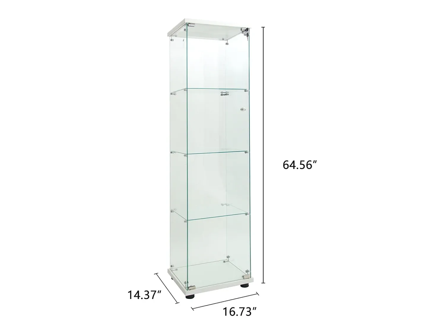 Vitrine de vidro com 4 prateleiras, LED, 1 porta, 164x42x36 cm, armário de coleta, , transparente^ Vitrina