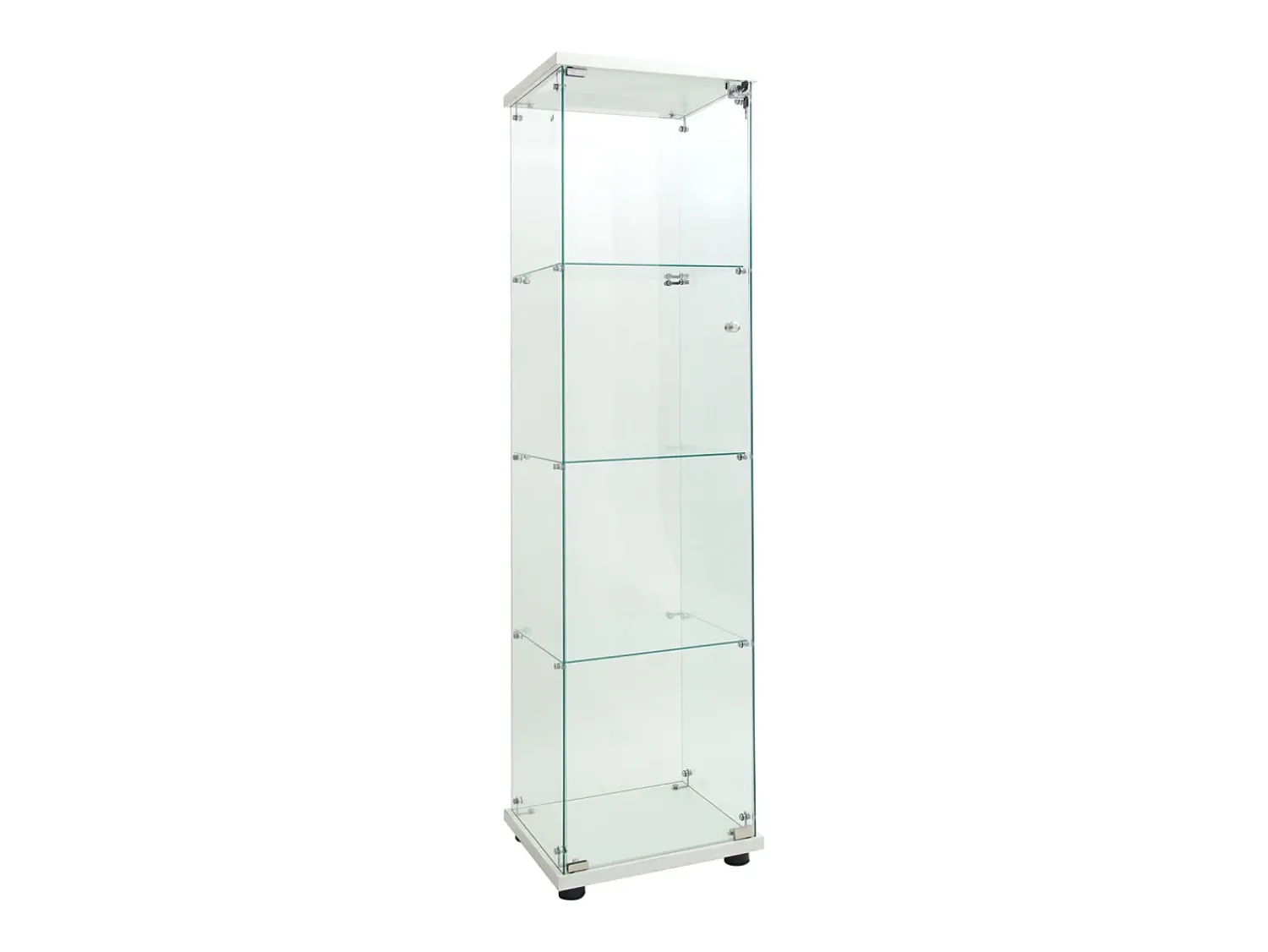 Vitrine de vidro com 4 prateleiras, LED, 1 porta, 164x42x36 cm, armário de coleta, , transparente^ Vitrina
