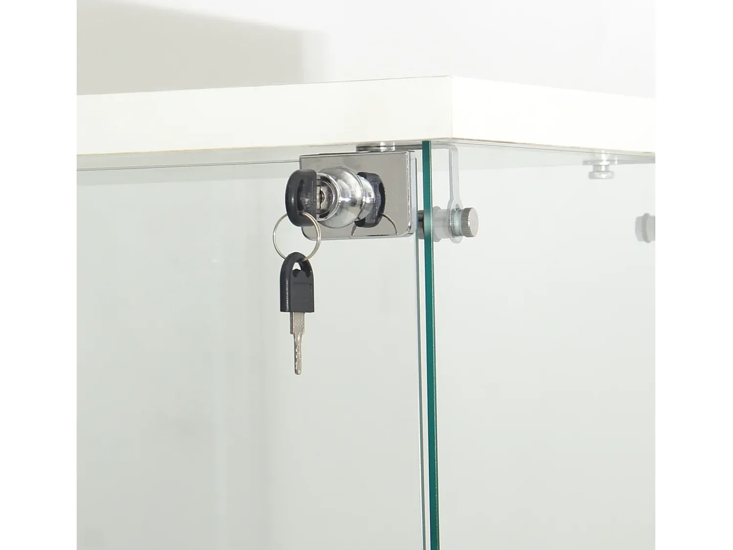 Vitrine de vidro com 4 prateleiras, LED, 1 porta, 164x42x36 cm, armário de coleta, , transparente^ Vitrina