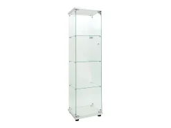 Vitrine de vidro com 4 prateleiras, LED, 1 porta, 164x42x36 cm, armário de coleta, , transparente^ Vitrina