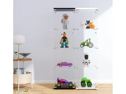 Vitrine de vidro com 4 prateleiras e 1 porta, 164x42,5x36,5 cm, armário de coleção, , transparente^ Vitrina