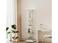 Vitrine de vidro com 4 prateleiras e 1 porta, 164x42,5x36,5 cm, armário de coleção, , transparente^ Vitrina
