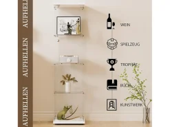 Vitrine de vidro com 4 prateleiras e 1 porta, 164x42,5x36,5 cm, armário de coleção, , transparente^ Vitrina