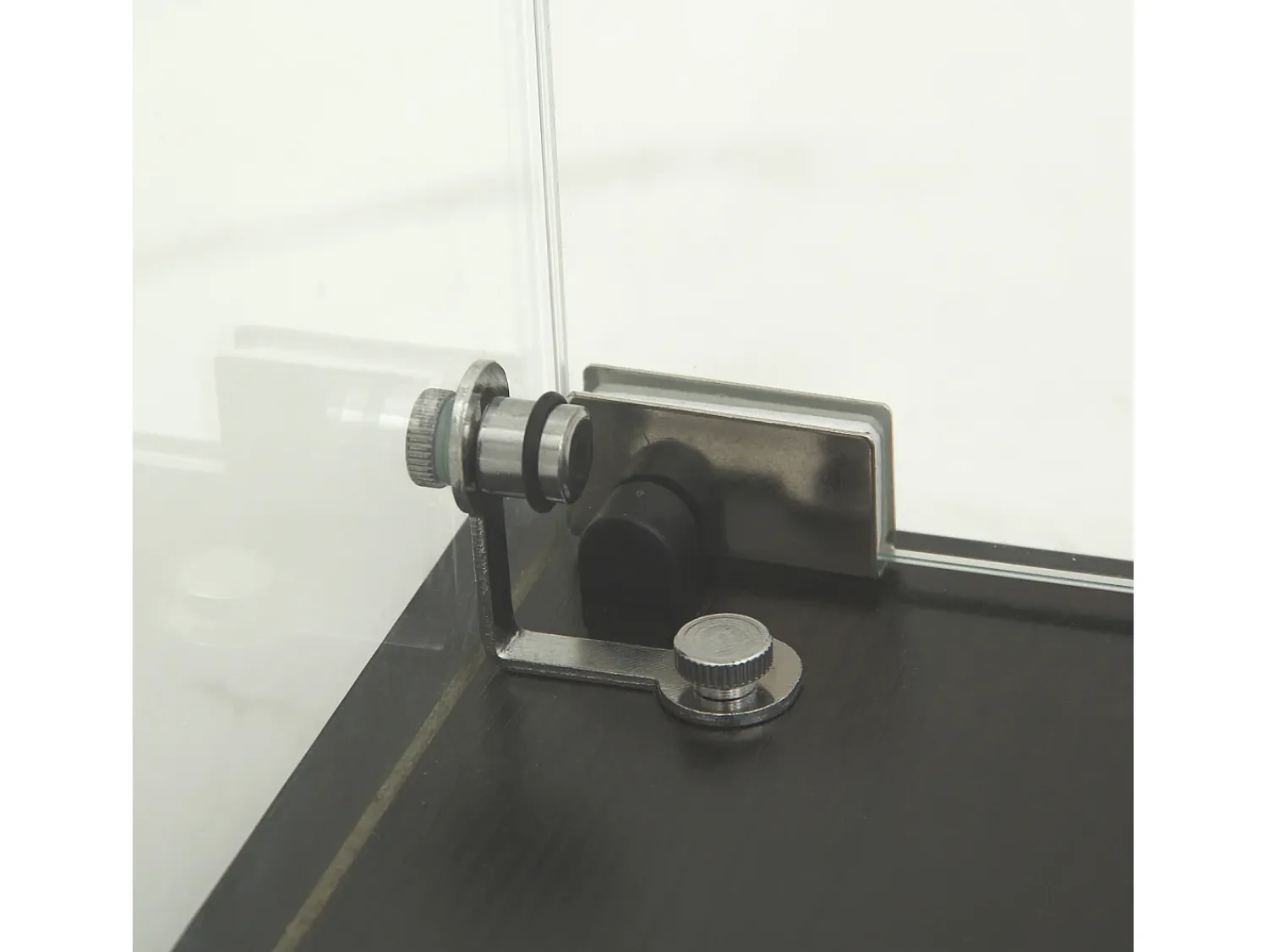 Clearance Vitrine de vidro com 2 prateleiras, vitrine de vidro com luzes LED e portas, 86x40x36 cm, preta Preto