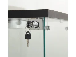 Clearance Vitrine de vidro com 2 prateleiras, vitrine de vidro com luzes LED e portas, 86x40x36 cm, preta Preto