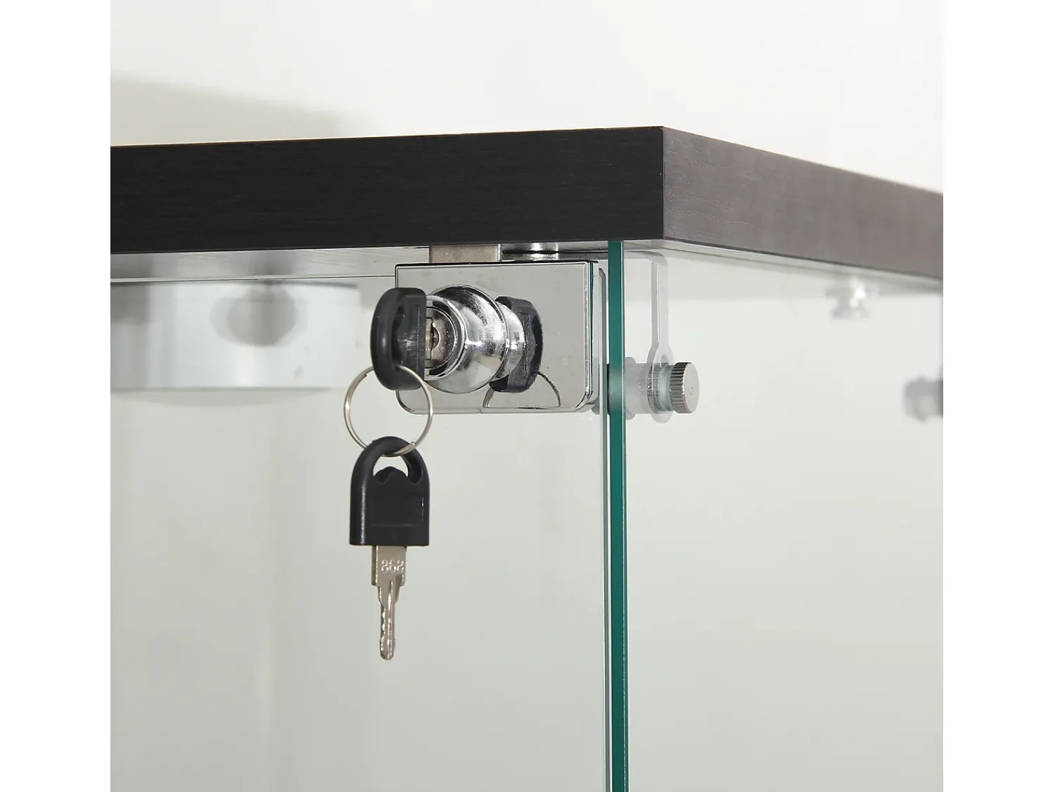 Clearance Vitrine de vidro com 2 prateleiras, vitrine de vidro com luzes LED e portas, 86x40x36 cm, preta Preto