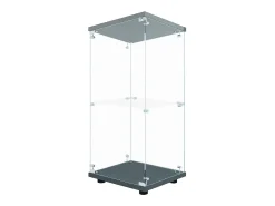 Clearance Vitrine de vidro com 2 prateleiras, vitrine de vidro com luzes LED e portas, 86x40x36 cm, preta Preto