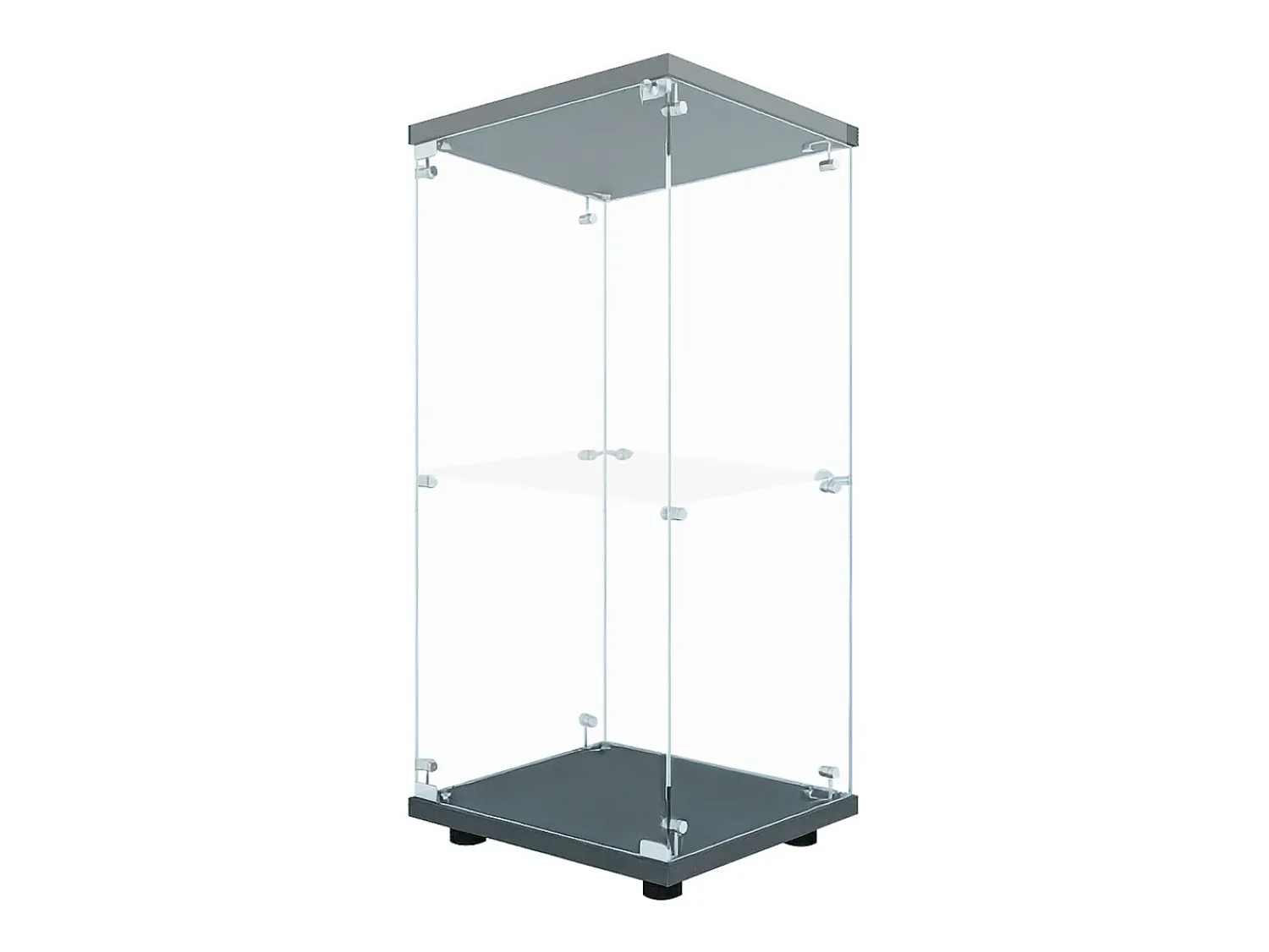 Clearance Vitrine de vidro com 2 prateleiras, vitrine de vidro com luzes LED e portas, 86x40x36 cm, preta Preto