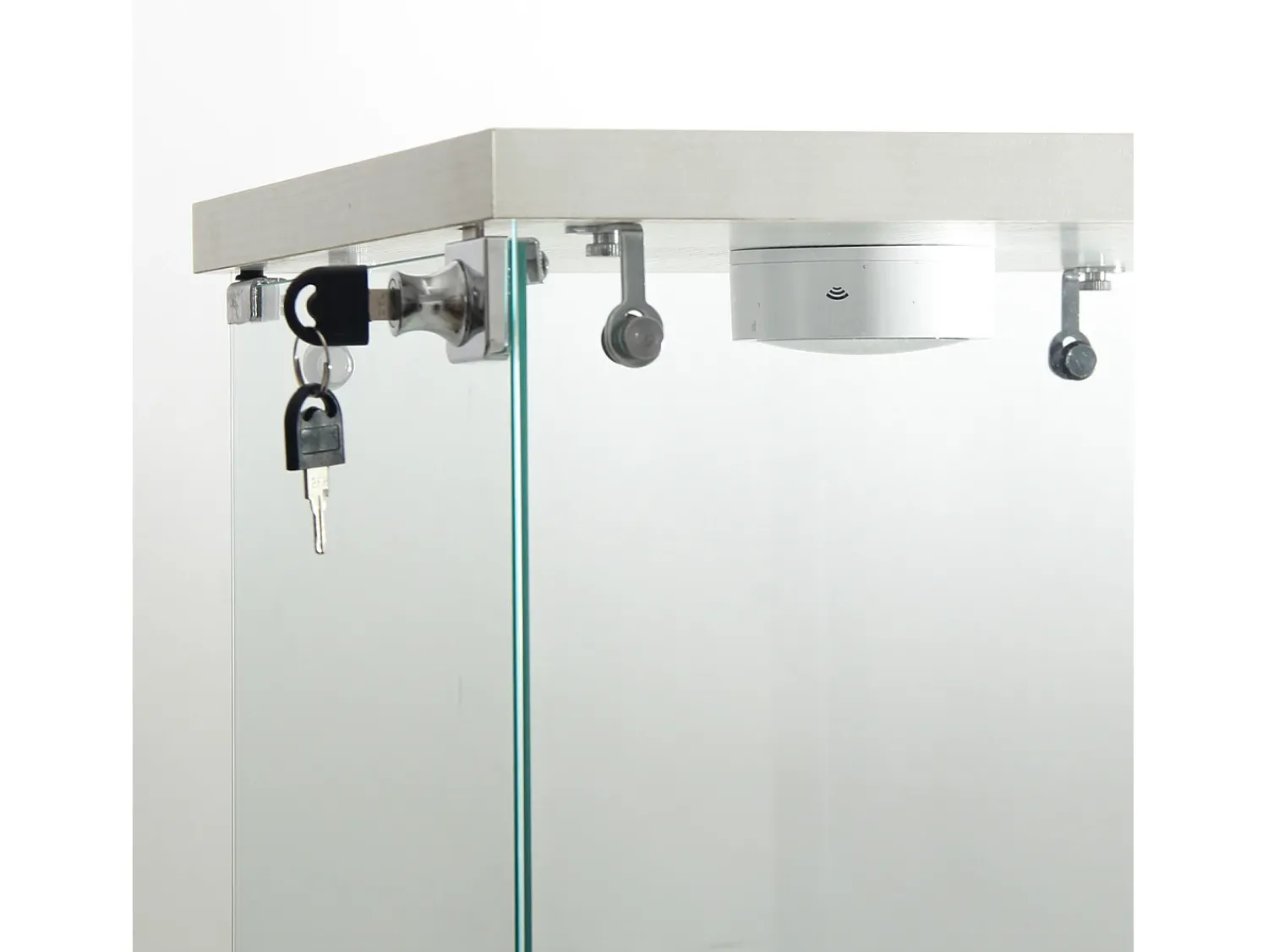 Best Vitrine de vidro com 2 prateleiras, vitrine de vidro com luzes LED e portas, 86x40x36 cm, branca Branco