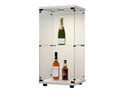 Best Vitrine de vidro com 2 prateleiras, vitrine de vidro com luzes LED e portas, 86x40x36 cm, branca Branco