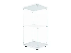 Best Vitrine de vidro com 2 prateleiras, vitrine de vidro com luzes LED e portas, 86x40x36 cm, branca Branco