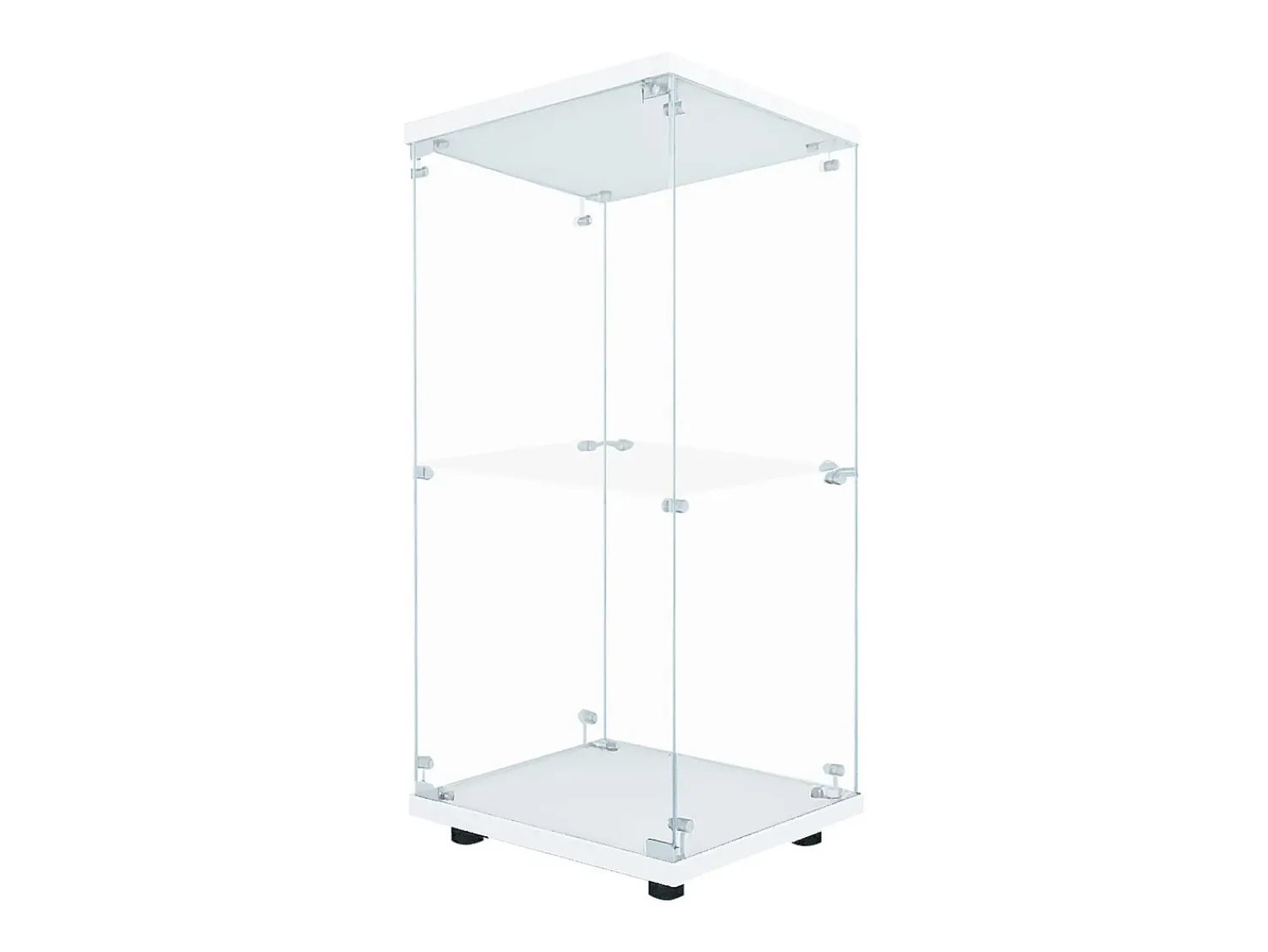 Best Vitrine de vidro com 2 prateleiras, vitrine de vidro com luzes LED e portas, 86x40x36 cm, branca Branco