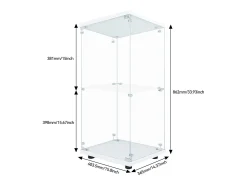 Best Vitrine de vidro com 2 prateleiras, vitrine de vidro com luzes LED e portas, 86x40x36 cm, branca Branco