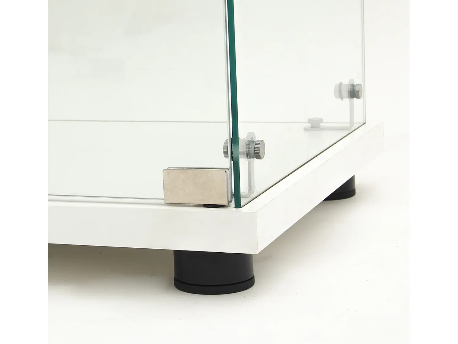 Best Vitrine de vidro com 2 prateleiras, vitrine de vidro com luzes LED e portas, 86x40x36 cm, branca Branco