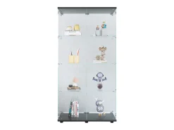Vitrina| Vitrine de vidro com 4 prateleiras, 2 portas e fechadura, 164 x 80 x 36 cm, preta Preto