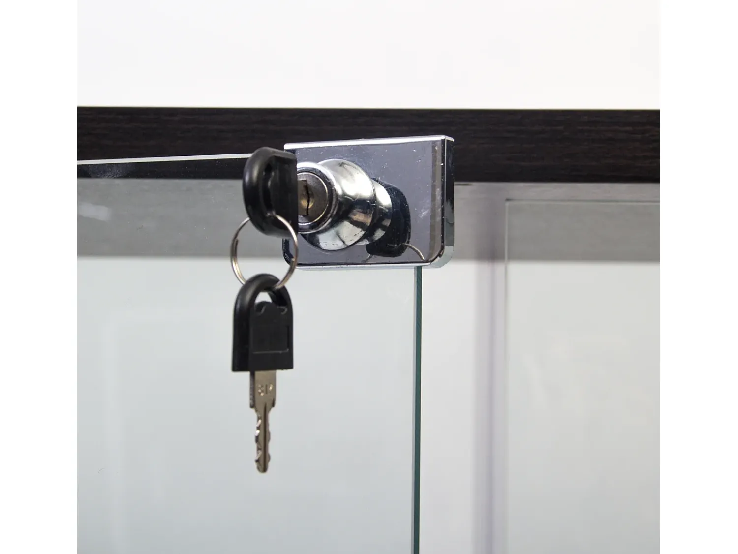 Vitrina| Vitrine de vidro com 4 prateleiras, 2 portas e fechadura, 164 x 80 x 36 cm, preta Preto