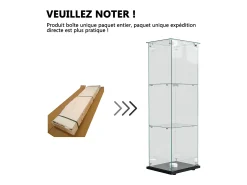 Online Vitrine de vidro com iluminação LED ativada por toque, 1 porta, 3 prateleiras ajustáveis, 125 x 42 x 36 cm, preta. Preto