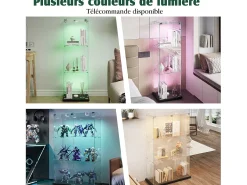 Online Vitrine de vidro com iluminação LED ativada por toque, 1 porta, 3 prateleiras ajustáveis, 125 x 42 x 36 cm, preta. Preto