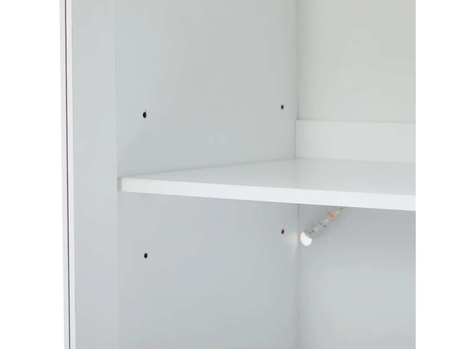 Vitrina| Vitrine de vidro com iluminação LED, 2 portas e 2 gavetas, 60x35,5x165cm, branca Branco