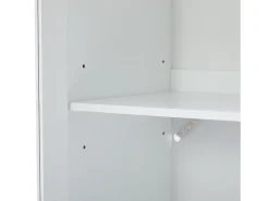 Vitrine de vidro com iluminação LED, 2 portas e 2 gavetas, 60x35,5x165cm, branca^ Vitrina