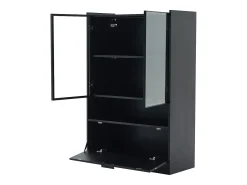 Vitrina| Vitrine de vidro com iluminação LED - Design pop-up - Vitrine para coleções - 35 x 80 x 120 cm, Preta Preto